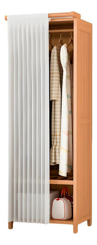 Perchero Premium Closet Madera Bambú Con Cortina 160x50x43c®