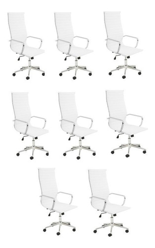 Conjunto 8 Cadeiras De Escritório Presidente Giratória Wt
