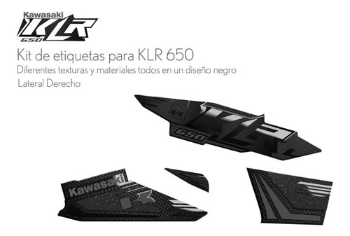 Imagen 3 de 8 de Calcomania/etiquetas Kawasaki Klr 650 Carbono Lija Designpro