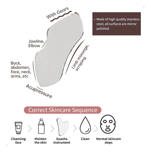 Gua Sha Acero Inoxidable - Antiarrugas, Drenaje Linfático