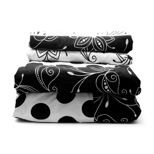 Juego De Sabanas Para Cama Queen Size Blanco/negro Floreado