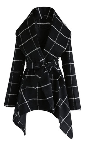 Chaqueta Con Cuello Vuelto Para Mujer, Abrigo De Lana Con Ci