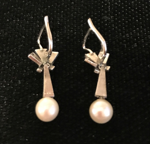 Aretes De Perlas Y Oro Blanco