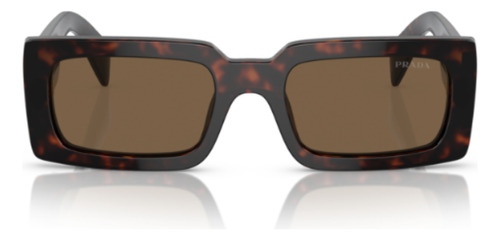 Gafas de sol Prada Pr A07s, color marrón oscuro, marco negro, lente gris oscuro