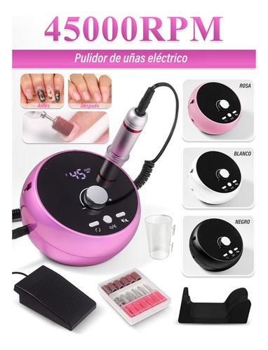 Pulidor Esmeril Para Uñas Profesional 45000 Rpm Limas Uñas