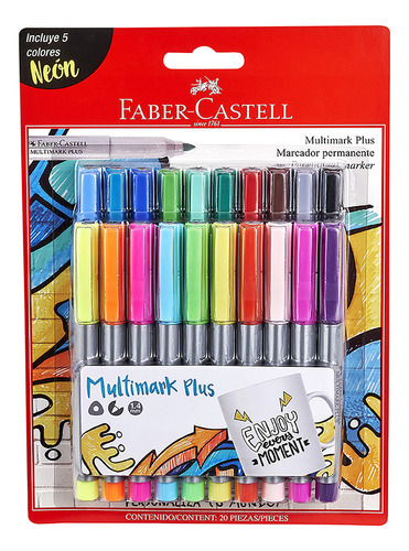 Marcador Multimark Plus Faber-castell X20 Colores