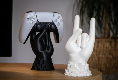 Suporte Para Controle Ps5 / Xbox - Mão Hand Rock And Roll Cor Branco
