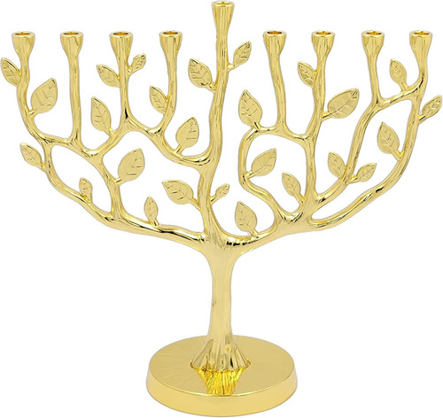 Menorah The Dreidel, Estilo ''árbol De La Vida'', Dorado