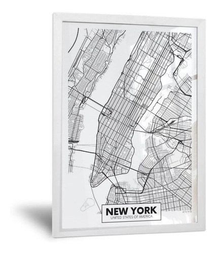 Cuadro Minimalista - Mapa New York - 35x50 Cm 