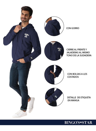 Sudadera Lisa Hombre Deportiva Con Gorro Moda Bingos Star