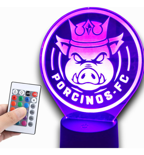 Lampara Led Porcinos Ibai Streamer E Kings League Con Contro Negro