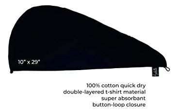 Toalla De Pelo Envoltura Anti Frizz Doble Capa Algodón Negro
