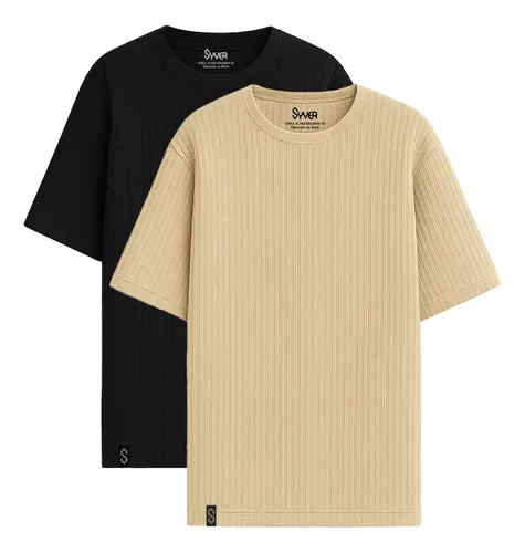 Kit 2 Camisetas Masculina Canelada Camisa Blusa Gola Redonda