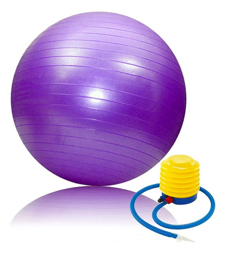Pelota Pilates Yoga Esferodinamia Reforzada 75 Cm + Inflador Color Violeta