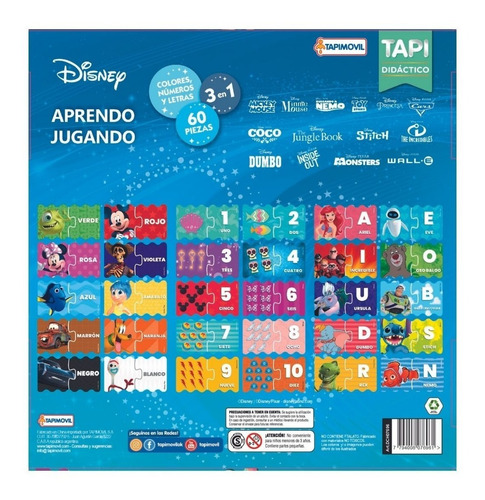 Imagen 2 de 4 de Disney Aprendo Jugando Encastres Didacticos Colores Numeros