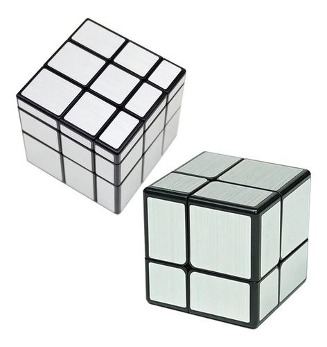 Cubo Rubik 2x2+ 3x3 Qiyi Mirror Lubricado Speedcube Color de la estructura Plata