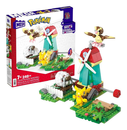 Mega Pokémon Juguete De Construcción Molino Campestre 240 Tres Personajes