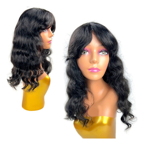 Peruca Cherry Lace Wig De Cabelo Humano Ondulado Com Franja