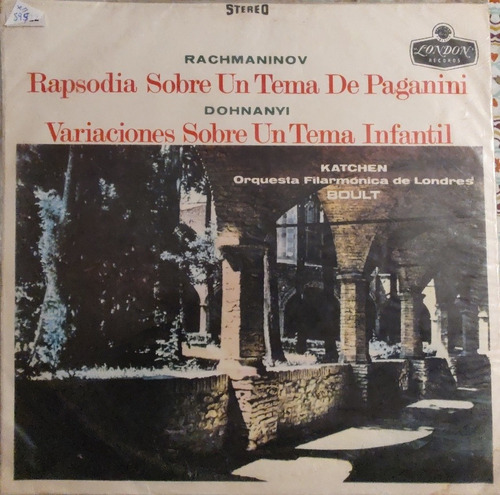 Vinilo Lp De Julius Katchen Rapsodia Paganini (xx595