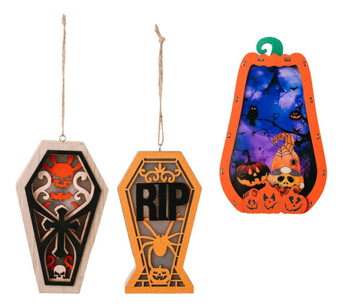 3 Piezas De Decoración Colgante De Halloween Linterna De