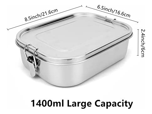 Recipientes Almuerzo Acero Inoxidable 1400ml - Caja Bento