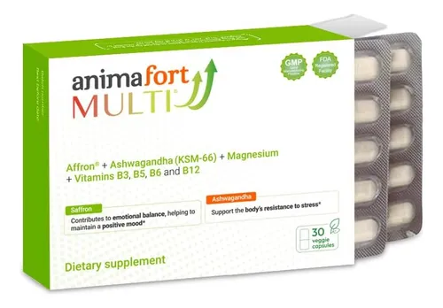 Suplemento Ashwagandha Ksm-66 Y Azafrán Animafort 30 Cápsula