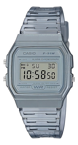 Reloj Casio F91 Collection Extensible Transparente Plateado Transparente Plateado Gris
