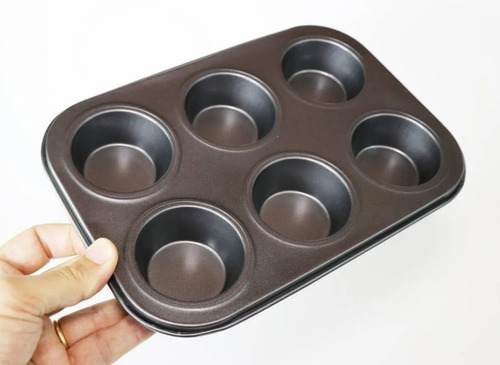 Placa Muffins Molde Magdalenas X 6 Cavidades Teflón Ponque 