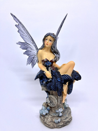 Fada Sentada No Pedestal - Ca71277-5b Cor Azul