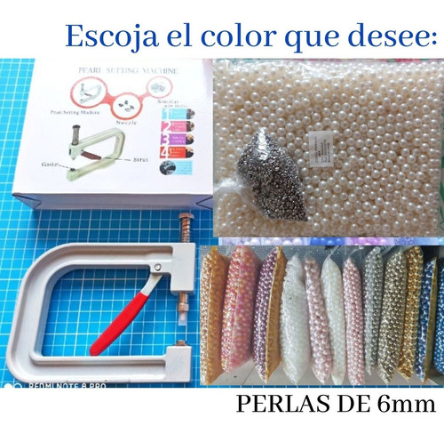 Aplicador De Perlas Remachadora + Bolsa De 1/2 Kg Perlas 6mm