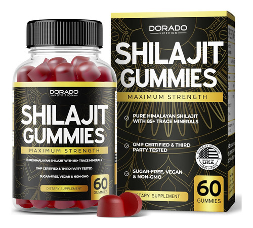 Suplemento De Shilajit Con 60 Gomitas Hecho En Usa Sabor Rasberry