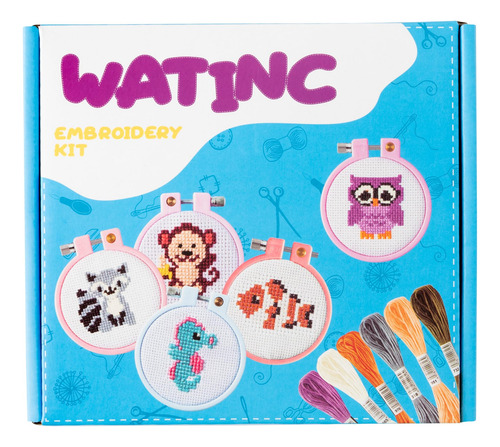 Kit De Bordado Watinc 10 Piezas Punto De Cruz Niños