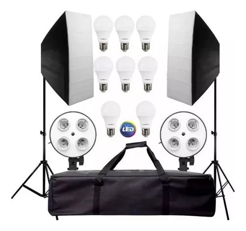 02 Unidades Kit Softbox E27 Quadruplo, Tripé 2m Youtubers