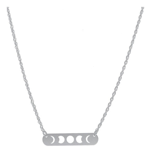 Collar Diseño Fase Lunar Modelo A Elección - Plata