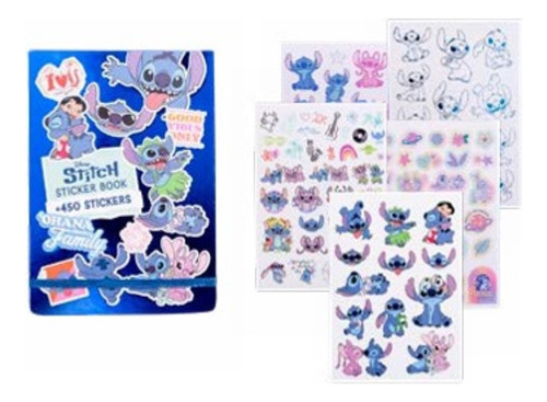 Libro De Stickers Mooving Stitch 24 Pag +450 Stickers Disney