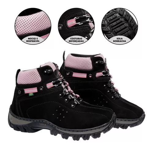 Bota Feminina Tenis Coturno Adulto Infantil Adventure TrilhaCINZA pink 31  no Shoptime