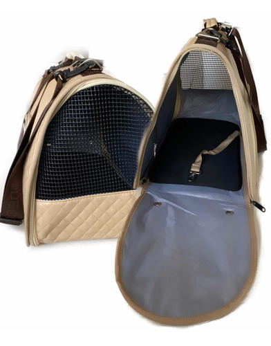 Bolsa De Transporte Para Cachorro E Gato Pet Luxo Bege G