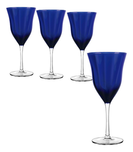 Vaso Cristal 4 Unidad Color Transparente Azul