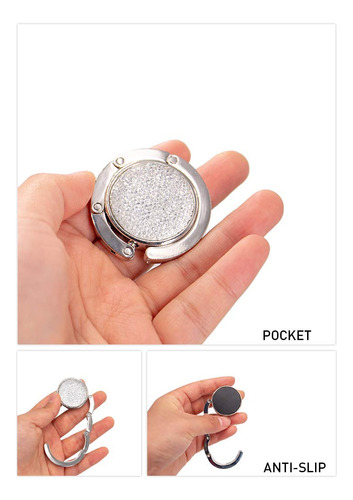 8 Ganchos Plegable Con Pedrería Para Bolsa Colgante En Mesa