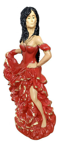 Estatua Imagem Cigana A Batizar 25cm Vestido Vermelho