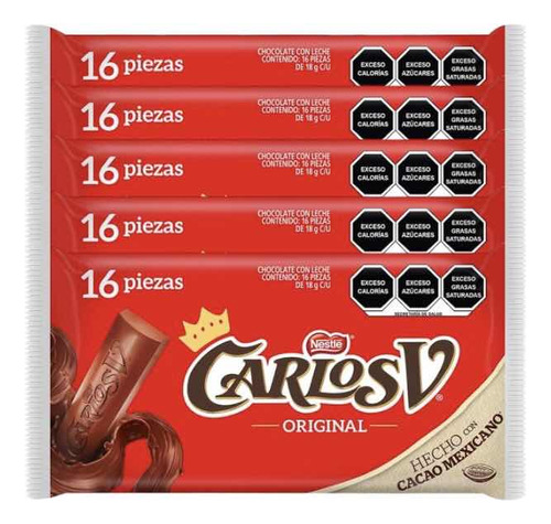 Carlos V Chocolate Original 80 Pz De 18 G C/u