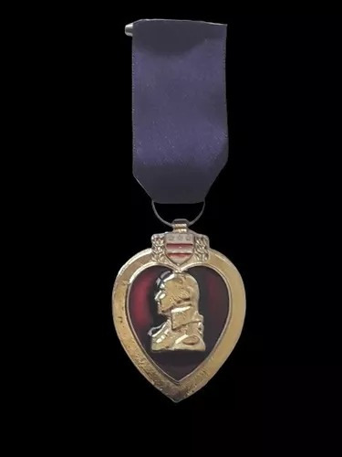 Medalla Esmaltada Corazon Purpura Usa De Metal