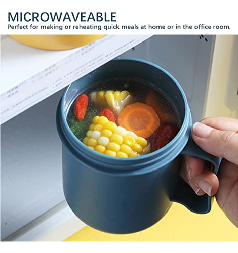 Taza Para El Desayuno Apta Para Microondas Con Tapa Y Cuchar