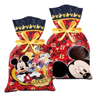 Sacola Plástica Surpresa Mickey Mouse De Festa 12 Unidades