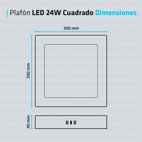 Plafon Led Spot Cuadrado 24w Aplicar Panel Marco Blanco Full