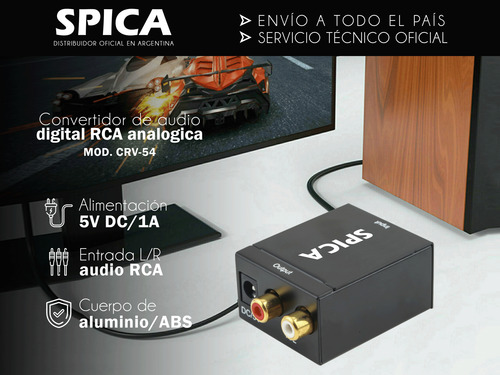 Convertidor De Audio Digital A Analogo Spica Crv-54 Tv Rca Negro