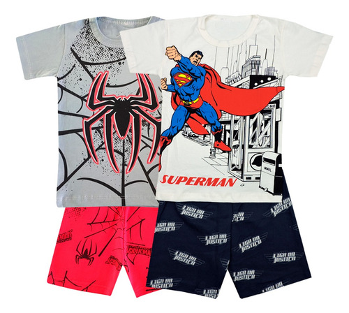 Kit 3 Conjunto Infantil Personagem Masculino Atacado