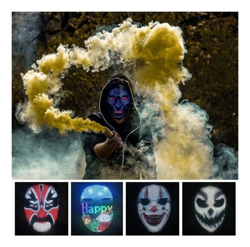 - Máscara Led Terror Bluetooth Light Up Diy Fiesta Halloween