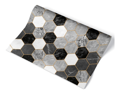 Imagen 4 de 8 de Vinilos Decorativos Pared Marmol Hexagonos