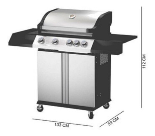 Parrilla A Gas 4 Quemadores +lateral Aberdeen